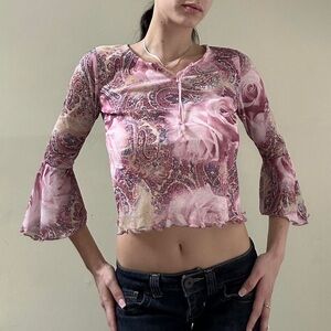 Y2K rose paisley top